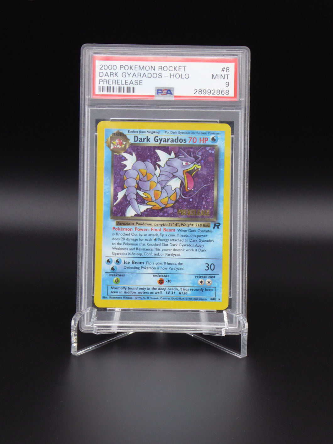 Pokemon Gyarados Prerelease Team Rocket Holo 2000 PSA Grading Karte Wertung 9 englisch